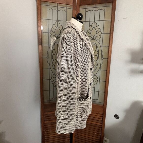 Marine Layer Birdseye Knit Blazer Black White Contrast Size Large - Picture 3 of 16